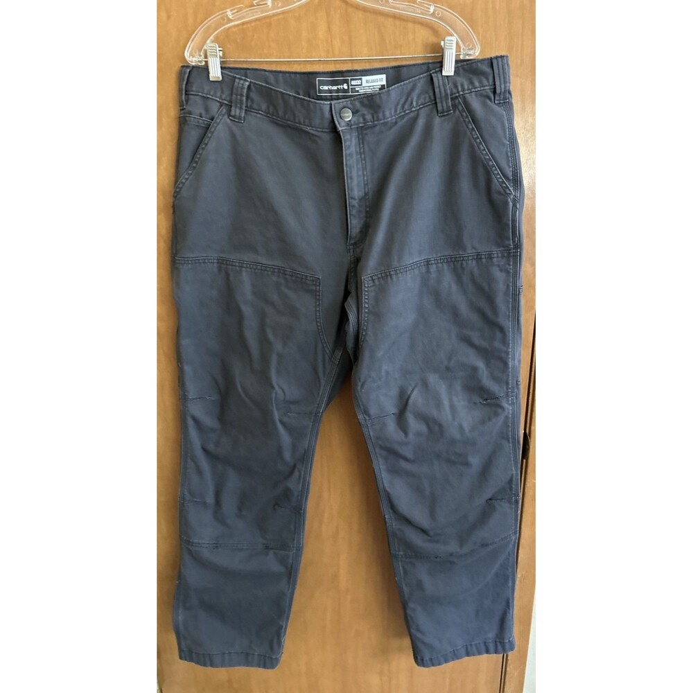 Carhartt Pants Men's 40x32 Gray Relaxed Fit Canvas Double Knee Work BN280-M